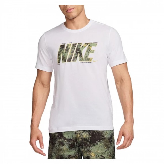 NIKE M NK DF TEE CAMO WHITE/COOL GREY-BLACK-HYPER PI